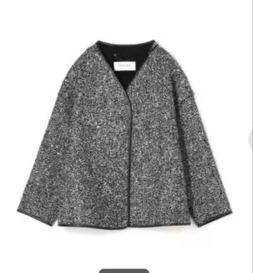 ADORE 본딩 헤링본 노카라 자켓 38 트위드 아도어