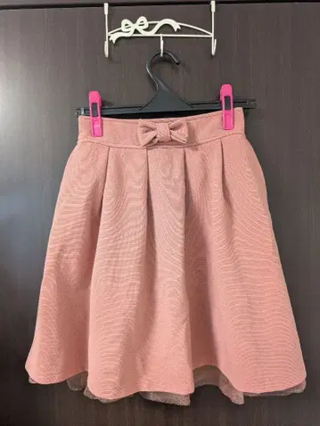 LIZLISA 핑크 플레어 스커트 무릎 기장 리본 포함 사이즈 0