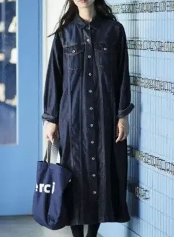 최종 새상품급 써니클라우드 데님 자켓 원피스 데님 원피스 긴팔 M