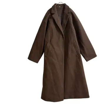 롱 코트 벨트 포함 다크 브라운 M 루즈핏 오피스 캐주얼 출퇴근