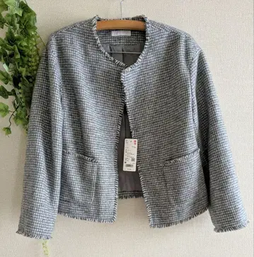 노카라 자켓 M 그레이 트위드풍