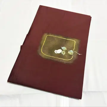 A 꽃 무늬 팥색 순수 실크 북 패턴 나고야 오비 O24