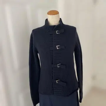 CIVIDINI 캐시미어 혼방 두꺼운 원단 네이비 긴팔 니트 가디건