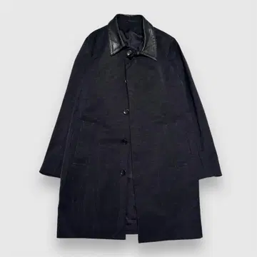 레어 LORINZA 나일론 스텐카라 코트 가죽 칼라 블랙 구제 의류