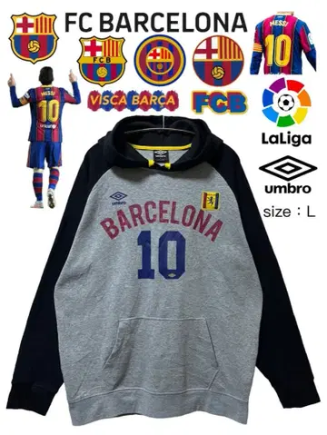 FC Barcelona 후드티 L 그레이 블랙 USA 구제 의류