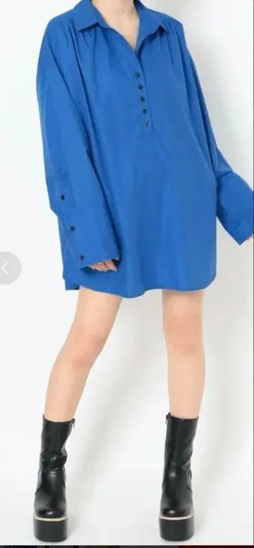 EVRIS 블루 오버 사이즈 셔츠 빅 셔츠