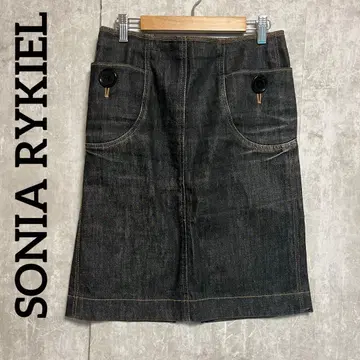 SONIA RYKIEL 블랙 데님 캐주얼 스커트 38