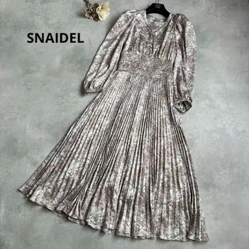 스나이델 SNIDEL 자카드 플리츠 원피스 올 패턴 핑크 브라운