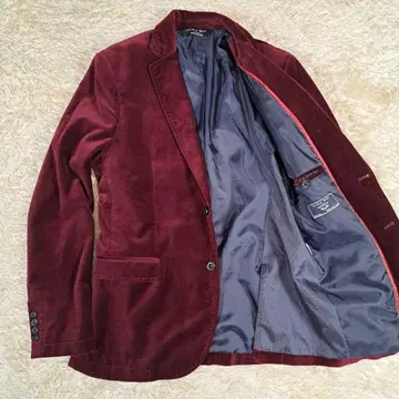 컨디션 최상 ZARA MAN 스웨이드 테일러드 자켓 보르도