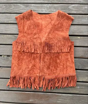 90s 멕시코 스웨이드 가죽 프린지 브라운