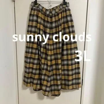 Sunny Clouds 체크 무늬 와이드 팬츠