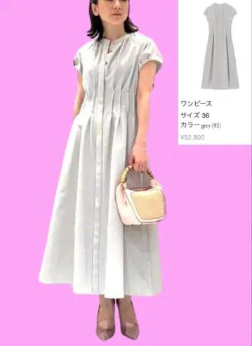 ANAYI 정가 52800엔 사커 스트레치 퍼프 소매 원피스