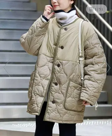 리버서블 퀼팅 자켓 버튼 포함