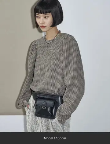 코르셋 디자인 깅엄 체크 블라우스