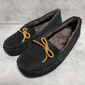 퍼 모카신 (24) 블랙 리본 스웨이드 느낌 보아 슬립온