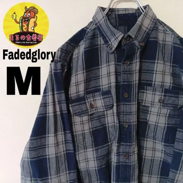 USA 구제 의류 Fadedglory 플란넬 셔츠 M 네이비 그레이 체크