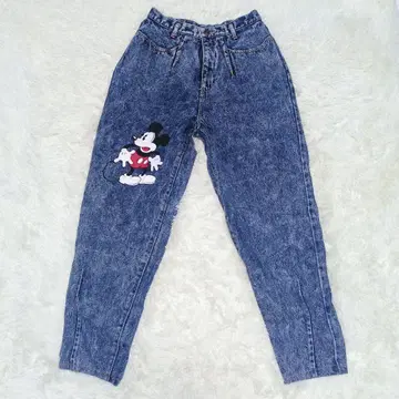 레트로 미키 데님 팬츠 빈티지 테이퍼드