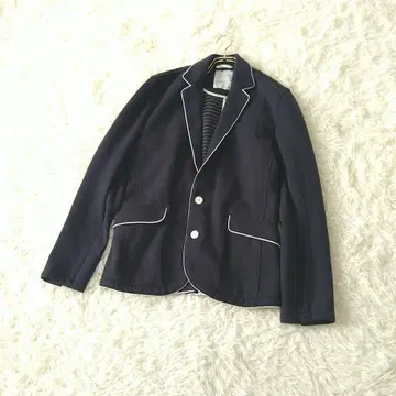 BROWNY 화이트 파이핑 테일러드 자켓 M 네이비 스트레치