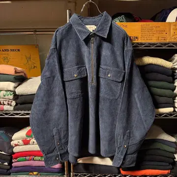 레어 J.CREW 코듀로이 풀오버 하프 지퍼 네이비 페이드