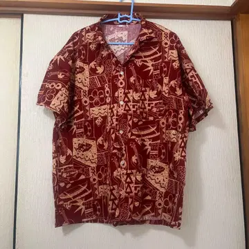 알로하 셔츠 반팔 트로피컬 패턴 빨간색