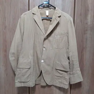 베이지 코튼 자켓 노치드 라펠