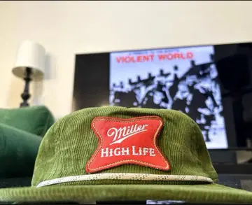 USA Miller HIGH LIFE BEER 코듀로이 캡 그린