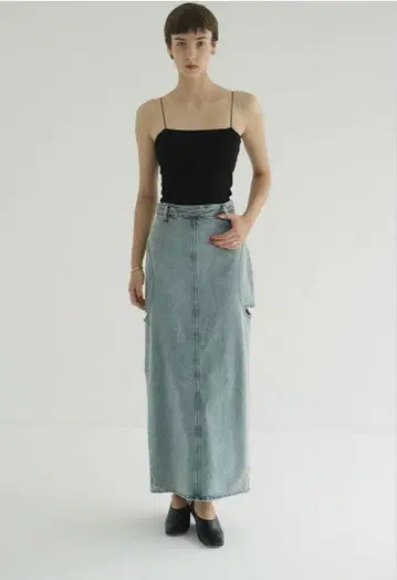 CLANE CIRCLE CUT LAYERED DENIM SKIRT