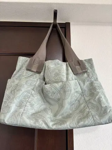 페이즐리 무늬 토트백 연한 녹색