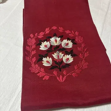 빨간색 꽃무늬 자수 나고야 오비