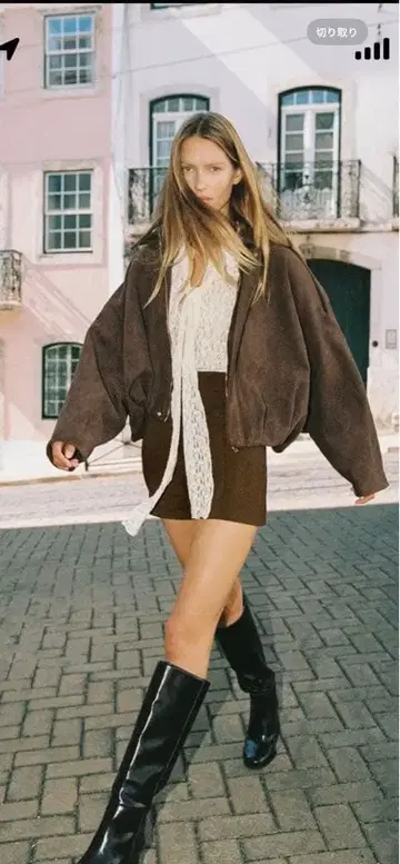 ZARA 인기 스웨이드 느낌 봄버 자켓 브라운 S