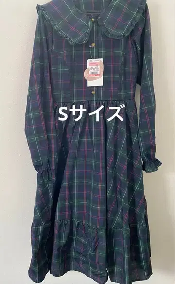 택 포함 S 사이즈 아오키 미사코 콜라보 체크 무늬 원피스