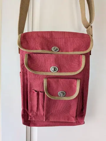 신자로 캔버스 숄더백 빨간색