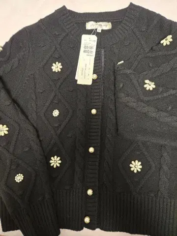 Super Beauty 블랙 니트 가디건 44