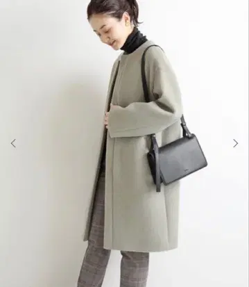 IENA 램스울 노카라 코트 36 색스 블루