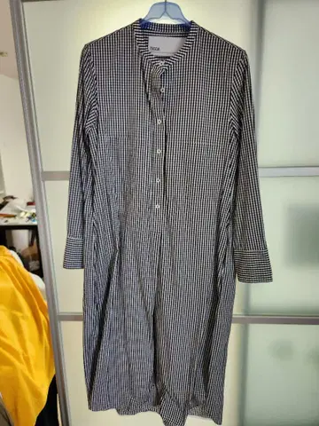 TECA 깅엄 체크 셔츠 원피스 긴팔