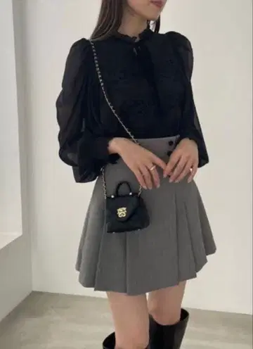 SNIDEL 스나이델 사이드 플리츠 스카 숏 팬츠 GRY size 0