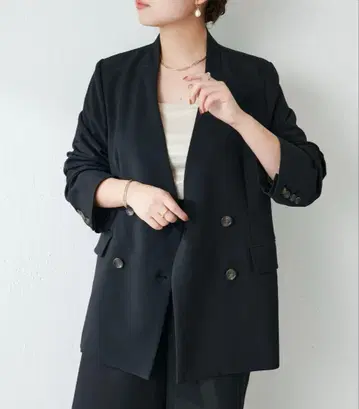 Jena 블랙 노카라 자켓 프리 사이즈 포멀