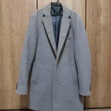 그레이 울 코트 싱글 브레스티드