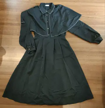 다크 그레이 긴팔 롱 원피스