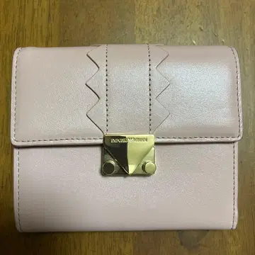 핑크 3단 폴더형 지갑 합성 피혁