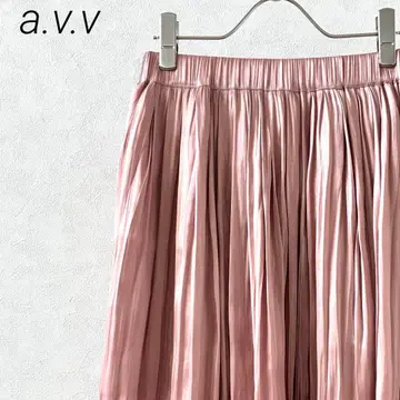 a.v.v 롱 스커트 플리츠 새틴 소재 허리밴딩 안감 부착 빅