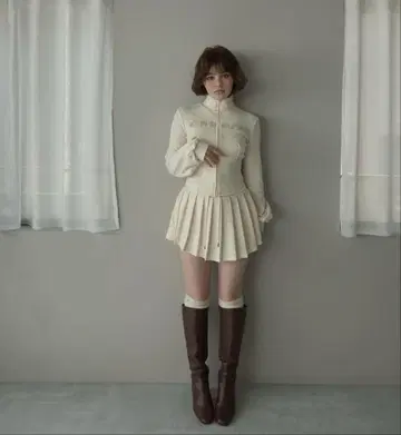 andmary 레이스 로고 세트 업 아이보리