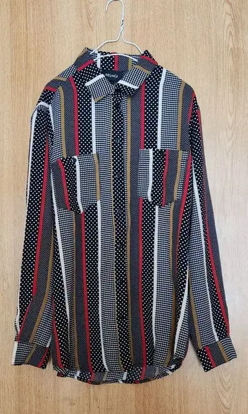 MELANGE 스트라이프 도트 긴팔 셔츠