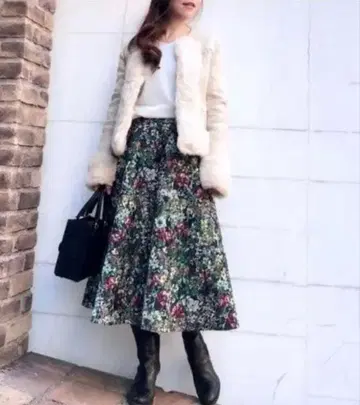 Sov. 소브 LIMONTA 플라워 자카드 스커트