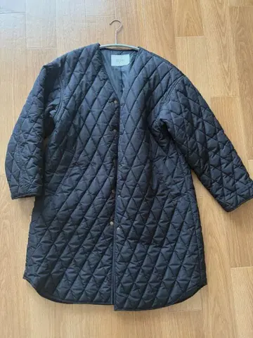 슬로브 이에나 퀼팅 롱 블루종 자켓 코트 노카라 36