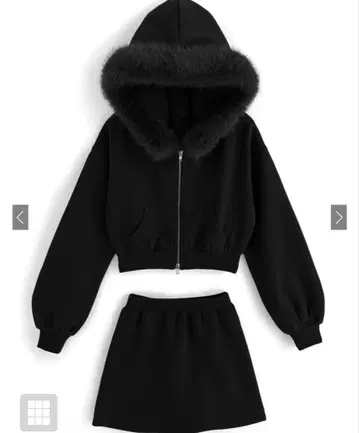 블랙 후드 부착 셋업 GRL