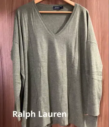 POLO 랄프 로렌 카키 V넥 긴팔 니트