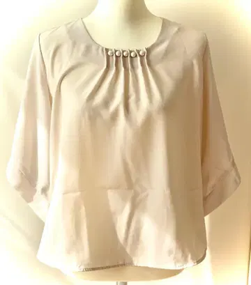 멋진 나라 까미체 2 베이지 펄 장식 미사용 새상품 오부 소매 블라우스