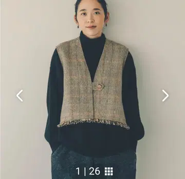 북유럽 생활 잡화점 헤링본 무늬 울 베스트 / 요시이치히로 씨 콜라보