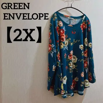 GREEN ENVELOPE [ 2X ] 플라워 프린트 긴팔 셔츠 파랑